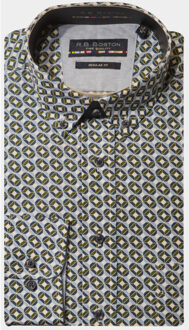 R.b. boston casual hemd lange mouw regular fit cotton 427670/705 - maat XL Groen