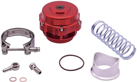 R-EP Unversal Blow Off Valve Bov 50Mm 6PSI + 18PSI Dual Voorjaar Systeem Cnc Aluminium Met V-Band klem Rood