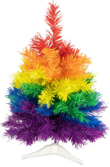 R+W Kleine kunst kerstboom - regenboog - H45 cm - kunststof - gekleurd miniboompje