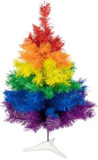 R+W Kleine kunst kerstboom - regenboog - H60 cm - kunststof - gekleurd miniboompje