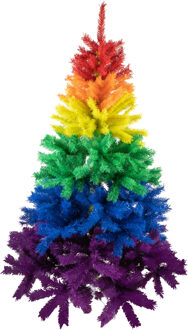 R+W Kunst kerstboom - regenboog kleuren - H170 cm - kunststof - gekleurde kunstboom Multi