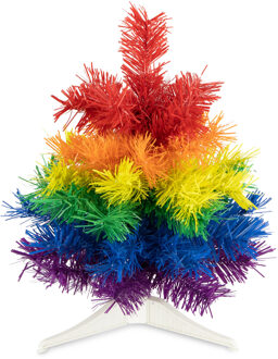 R+W R&W Mini kunst kerstboom - regenboog - H30 cm - kunststof - gekleurd miniboompje Multi