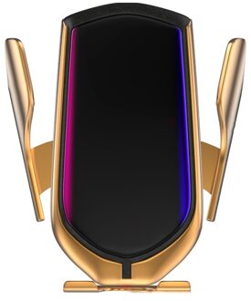 R1 Automatische Spannen 10W Auto Draadloze Oplader Infrarood Inductie Qi Draadloze Oplader Auto Telefoon Houder Voor Telefoon Nieuw R1 goud