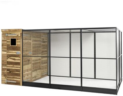 R10 - Volière - 391x200x190 cm - Geïmpregneerd FSC hout gekeurd - Naturel - zwart - Links