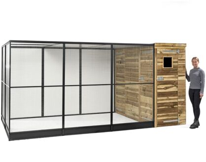 R10 - Volière - 391x200x190 cm - Geïmpregneerd FSC hout gekeurd - Naturel - zwart - Rechts