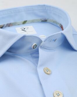 R2 Japanese Knitted Overhemd Korte Mouwen Lichtblauw - 3XL,L,S,XXL