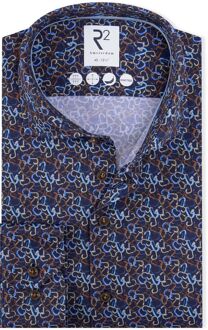 R2 Knitted Overhemd Carabiner Navy Donkerblauw - 40