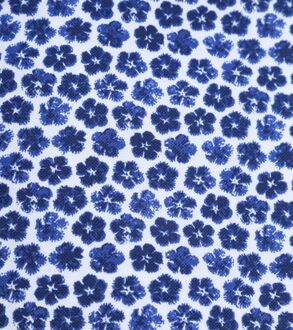 R2 Knitted Piqué Overhemd Bloemen Blauw - 38