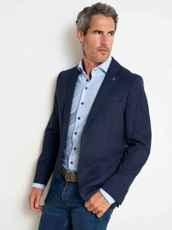 R2 Knitted Travel Overhemd Herringbone Lichtblauw - 38,44