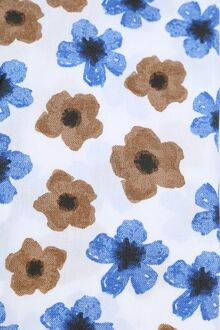 R2 Overhemd Bloemen Kobaltblauw Bruin - 37,38,39,40