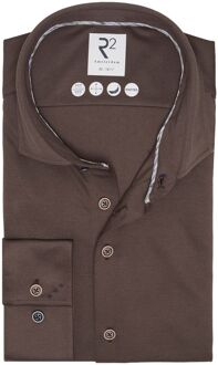 R2 Overhemd Dobby Knitted Bruin - 37,39