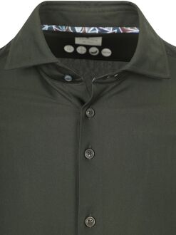 R2 Overhemd Dobby Knitted Donkergroen - 40,42,45,46