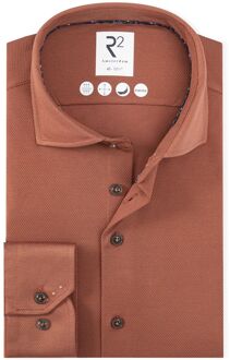 R2 Overhemd Dobby Poplin Brique Bruin - 39,40,41,42,43,45,46