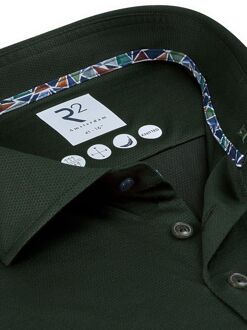R2 Overhemd Dobby Travel Shirt Donkergroen - 39,40,41,45,46
