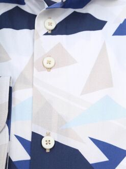 R2 Overhemd Geometrical Print Blauw - 38,39,41,42,43,44,45,46