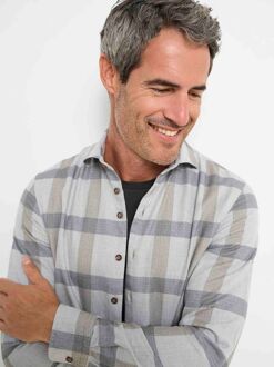 R2 Overhemd Herringbone Ruiten Grijs - 38,40,41,44,45,46