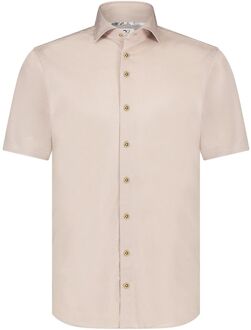 R2 Overhemd Korte Mouwen Knitted Piqué Beige - 38,39,41