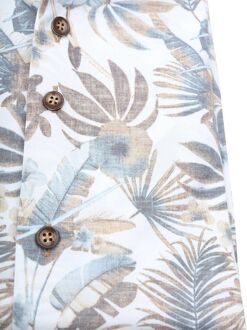 R2 Overhemd Leaves Print Beige Multicolour - 38,39,40,41,42,43,44,45,46