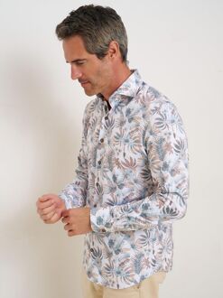 R2 Overhemd Leaves Print Beige Multicolour - 41,42,43,44,45,46