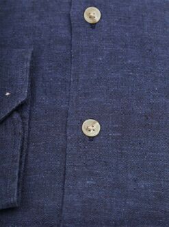 R2 Overhemd Linnen Blend Navy Donkerblauw - 3XL,L,M,S,XL,XXL