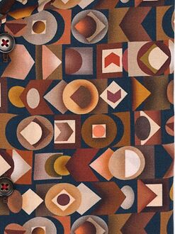 R2 Overhemd Lyocell Print Brique Bruin - 39,40,41,42,43,44,45