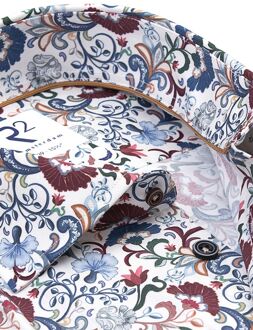 R2 Overhemd Poplin Flower Print Multicolour - 38,39,40,42,45,46