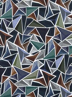 R2 Overhemd Poplin Triangle Print Groen Donkergroen - 38