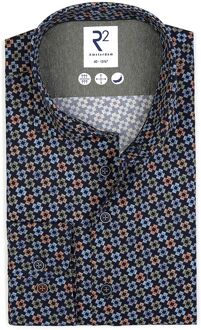 R2 Overhemd Printed Sofas Multicolour Navy Blauw - 37,44,46