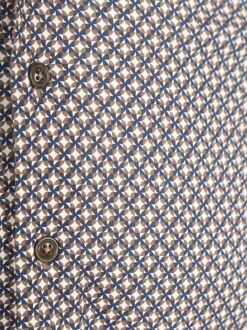 R2 Overhemd Retro Print Bruin Blauw - 45