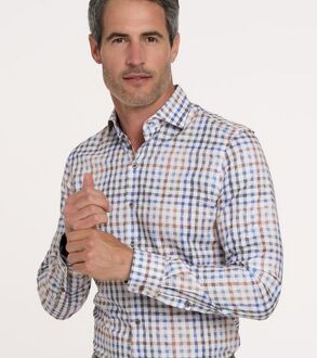R2 Overhemd Ruiten Multicolour Blauw - 39,45