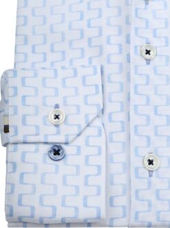 R2 Overhemd Sorona Print Lichtblauw - 38,39,40,41,42,43,44,45
