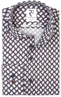 R2 Overhemd Twill Leave Print Multicolour Zwart - 39