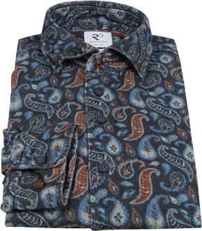 R2 Overhemd Widespread Paisley Donkerblauw - 37