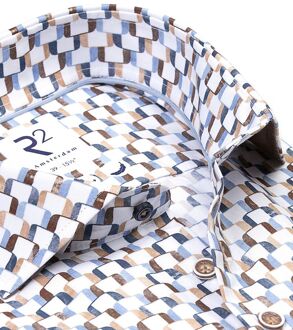 R2 Poplin Overhemd Extra Lange Mouwen Carseat-Print Multicolor Multicolour - 39,40,42