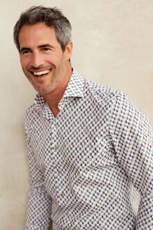 R2 Poplin Overhemd Print Multicolor Multicolour - 38,39,40,41,42,43,44,45,46