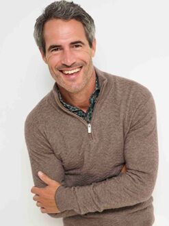 R2 Pullover Halfzip Weave Structure Taupe Beige - L,XL,XXL