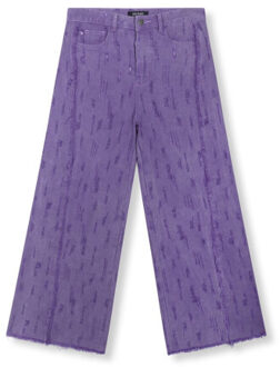 R2602170894 ladies woven high waist damaged denim pants dain - maat S Paars