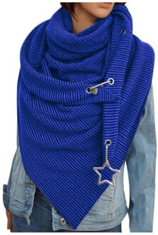 # R40 Sjaals Vrouwen Soild Button Soft Wrap Sjaals Hoofd Gezicht Halsbeenkap Outdoor Print Sjaal Gezicht Cover Sjaals foulard blauw