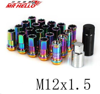 R40 Stijl 44mm Wielmoeren Staal M12x1.5/1.25 Racing Lug noten 20 stks lock racing wielmoeren + 2 set security sleutel NEO chroom / M12x1.25