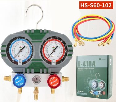 R410A/R32 Huishouden Airconditioner Koelmiddel Manometer Set Met Slang En Haak Fluoride Tafel HS-S60-102-A