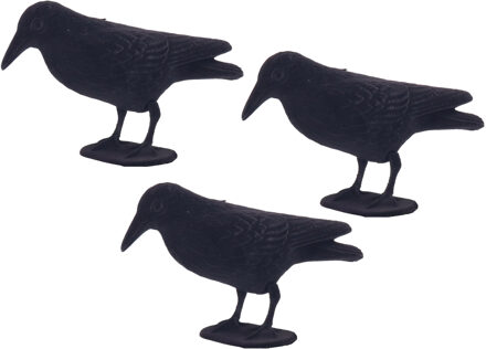 Raaf/kraai Horror decoratie - 3x - zwart - 31 x 20 cm - Halloween versiering dieren