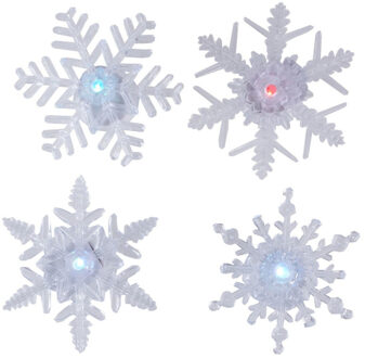 Raamdecoratie 4x stuks LED verlichte zuignappen sneeuwvlok