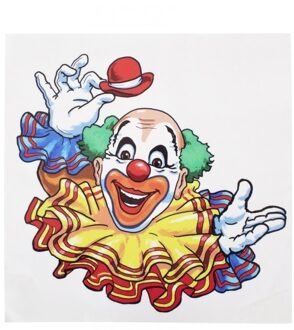 Raamsticker lachende clown 35 x 40 cm carnaval