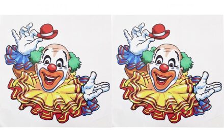 Raamsticker vrolijke clown 35 x 40 cm - 2x - Decoratiesticker - Carnaval/Circus themadecoratie