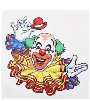 Raamsticker vrolijke clown 35 x 40 cm - Decoratiesticker - Carnaval/Circus themadecoratie Multi