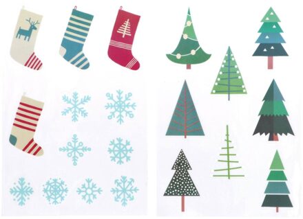 Raamstickers Kerst Winter Holly Jolly (20st) Multikleur - Print