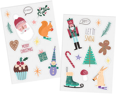 Raamstickers Kerstsymbolen Holly Jolly (27st) Multikleur - Print