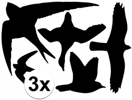Raamstickers vogels - 15x st - zwart - vogel silhouet stickers - tuinvogel raamdecoratie