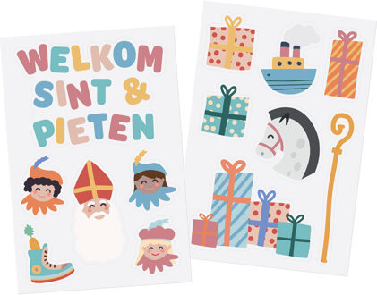 Raamstickers 'Welkom Sint & Pieten' (13st) Multikleur - Print