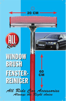 Raamtrekker/wisser met houten handvat - rood - 60 x 20 cm - kunststof/hout